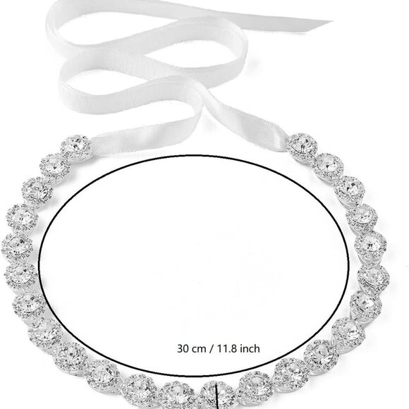 Crystal Bridal Headband Silver Wedding Hair Jewelry for Brides and Bridesmaids main image 4